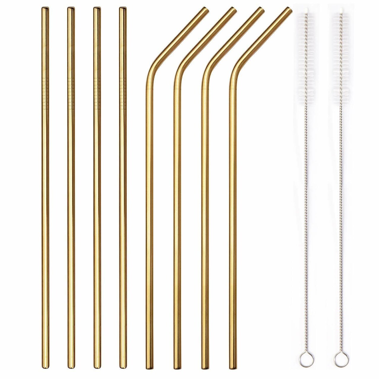 Kitcheniva 8PCS 10.5" Stainless Steel Ultra Long Metal Cocktail Straw And 2 Cleaner Brush